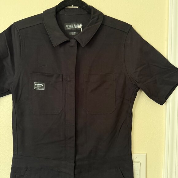 NWT Wildfang Black Workwear Short Sleeve Coveralls Cotton Blend Women Size S - Picture 4 of 9